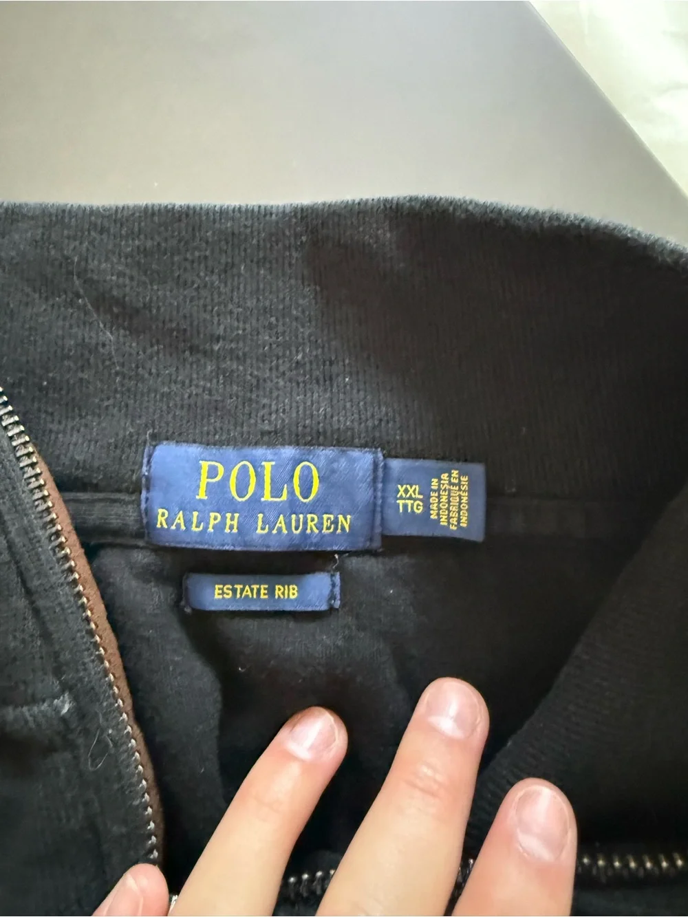 Polo by Ralph Lauren Black V-Neck Quarter-Zip Sweater